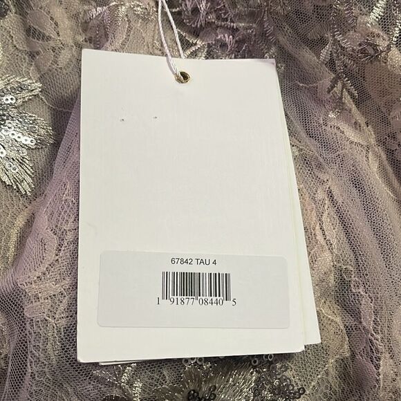 Mac Duggal 67842 Bell Sleeve Floral Embellished Formal Event Gown, Taupe Size 4 - Picture 10 of 12